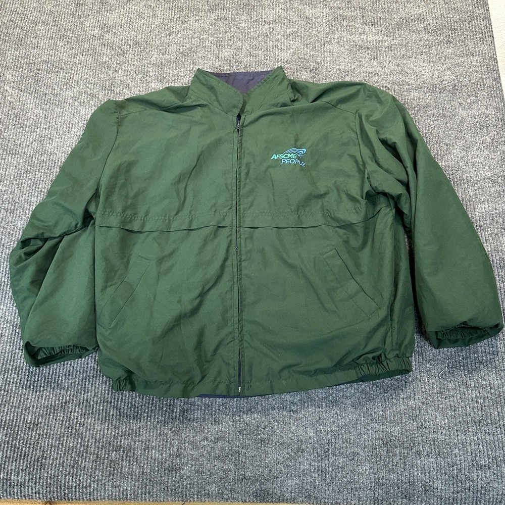 Union Line Mens AFSCME People Windbreaker Jacket XL Green Union Made Nylon